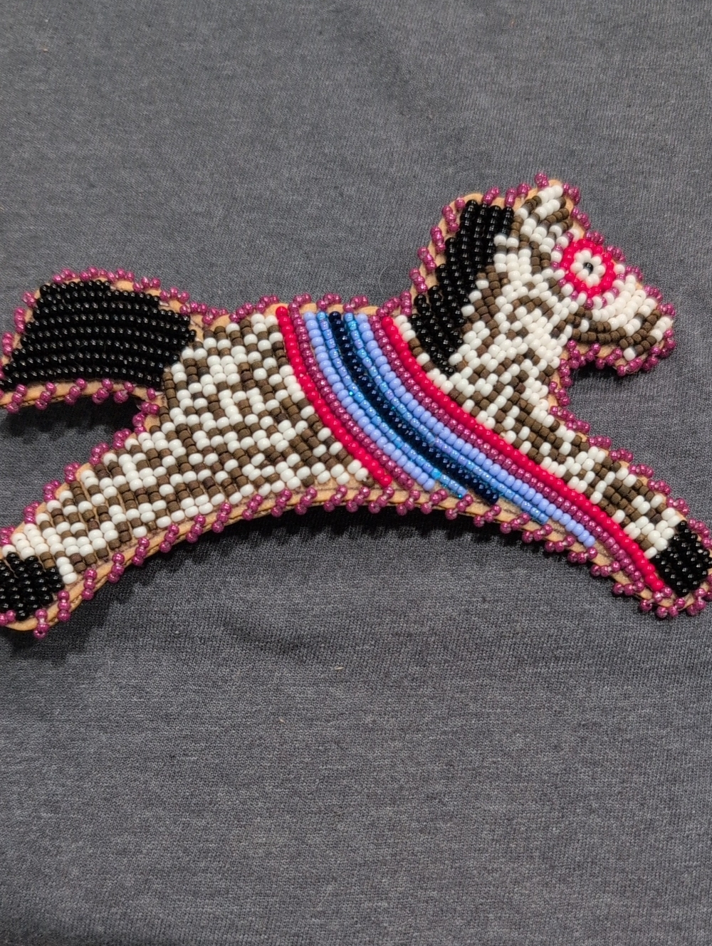 Navajo Made Beaded Pony Hairclip for Kids — Pink, Blue & Black